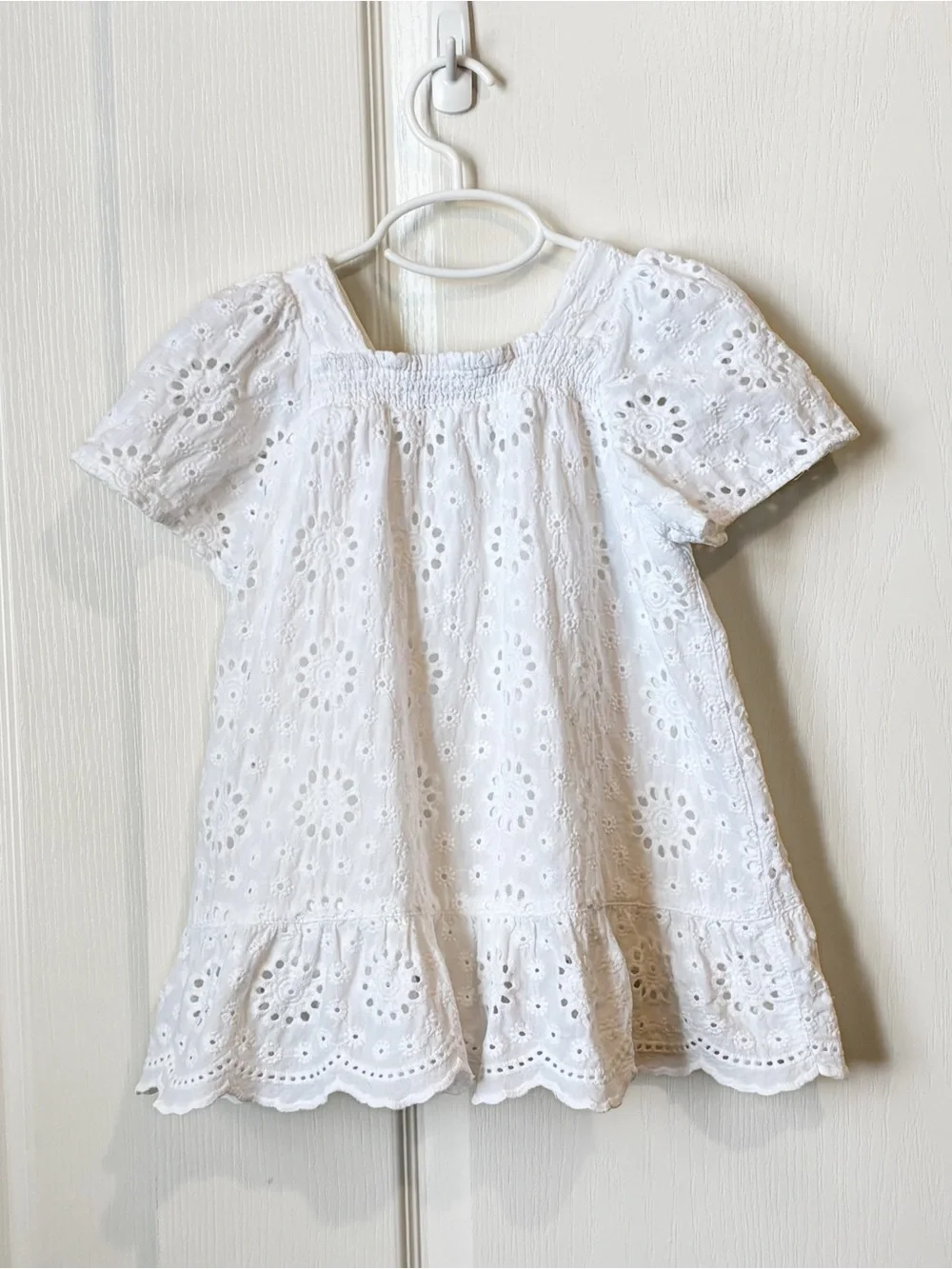 Beach Riot Girls Little Ollie Dress White Magnolia Eyelet Puff-Sleeve Size 3/4
